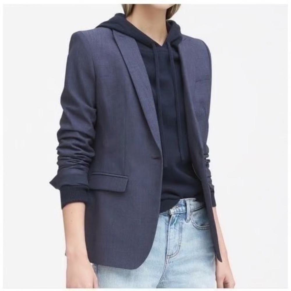 Banana Republic Navy Wool Blend Single Button Blazer‎ Sz 2